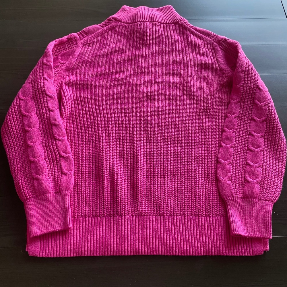Banana Republic Sweater Large Womens Pink Cable Knit Mock Neck New - Picture 3 of 9